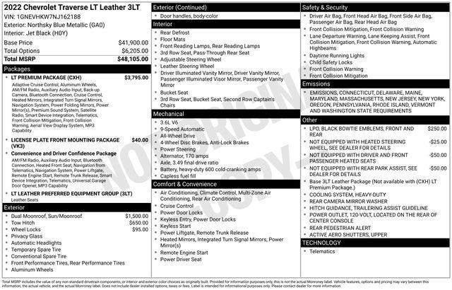 used 2022 Chevrolet Traverse car, priced at $32,834