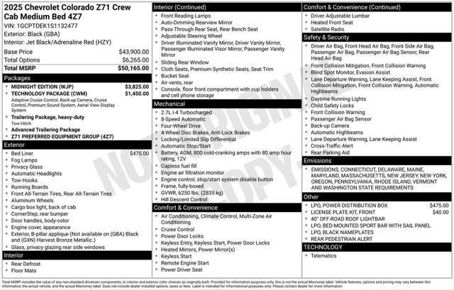 new 2025 Chevrolet Colorado car, priced at $50,120