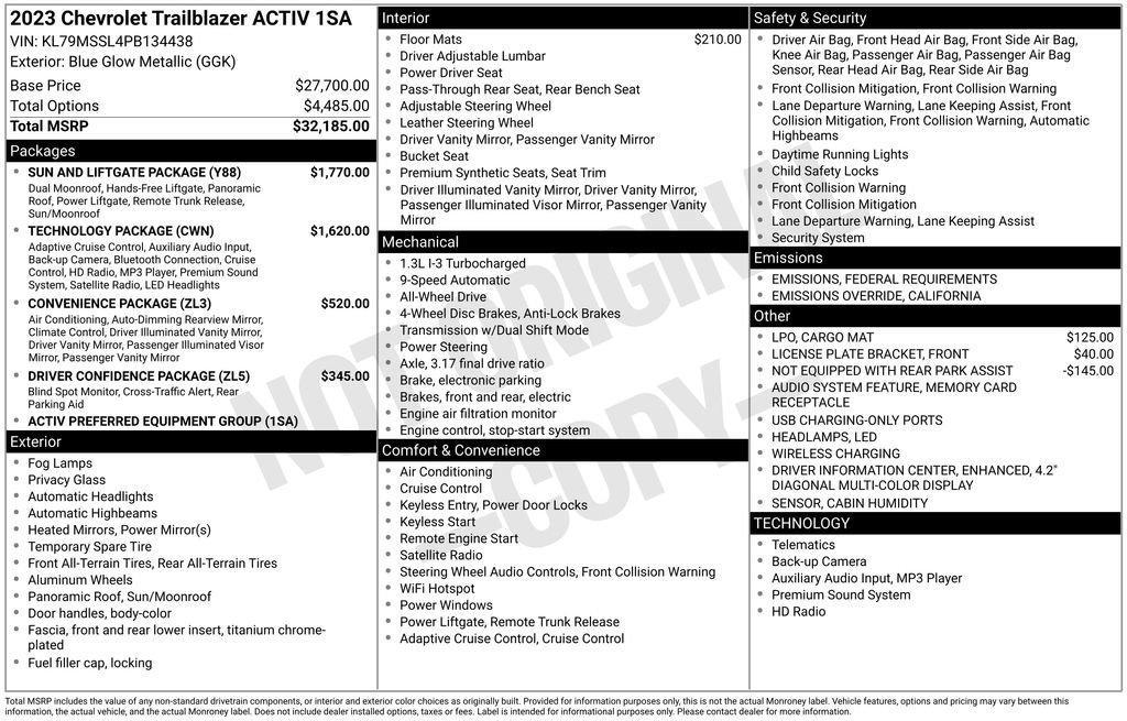 used 2023 Chevrolet TrailBlazer car, priced at $24,973