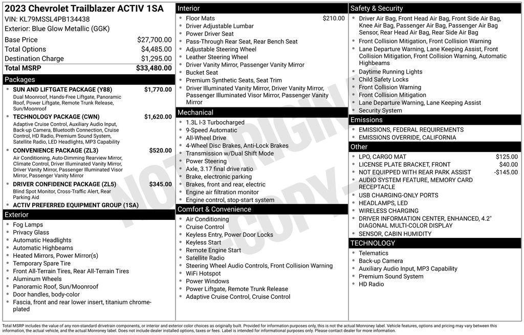 used 2023 Chevrolet TrailBlazer car, priced at $24,973