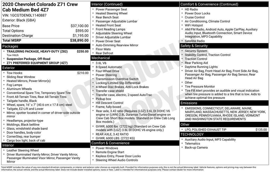 used 2020 Chevrolet Colorado car, priced at $27,222