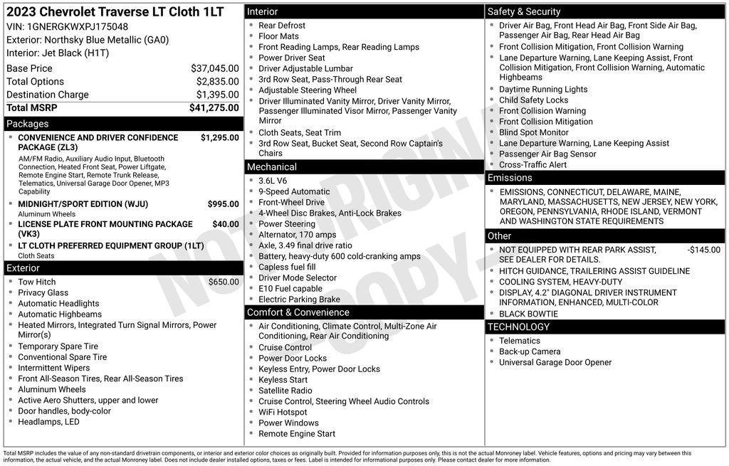 used 2023 Chevrolet Traverse car, priced at $30,900