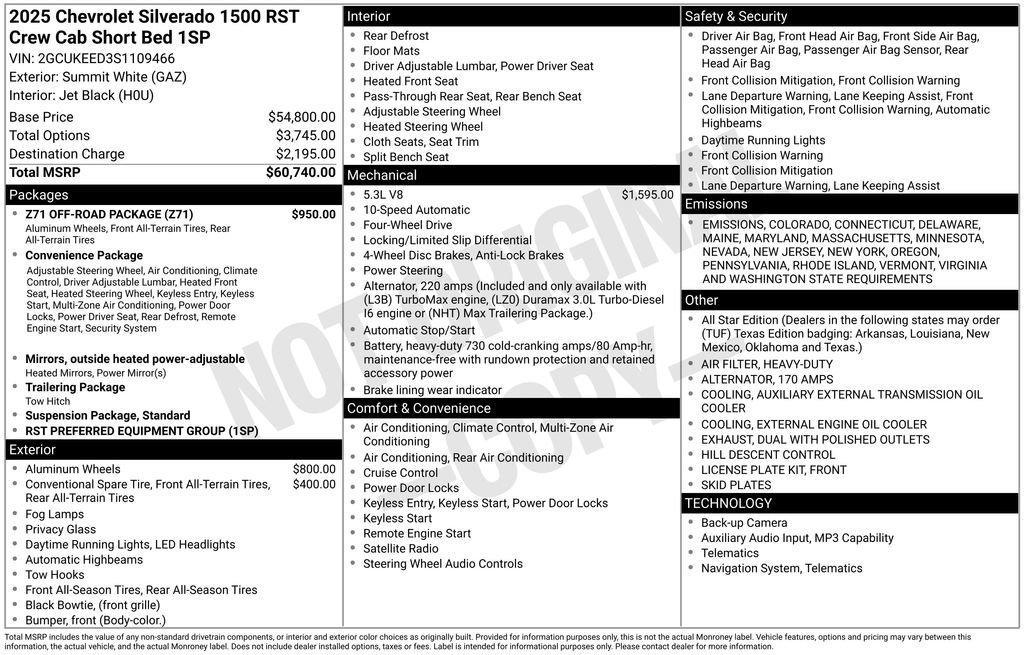 used 2025 Chevrolet Silverado 1500 car, priced at $52,723