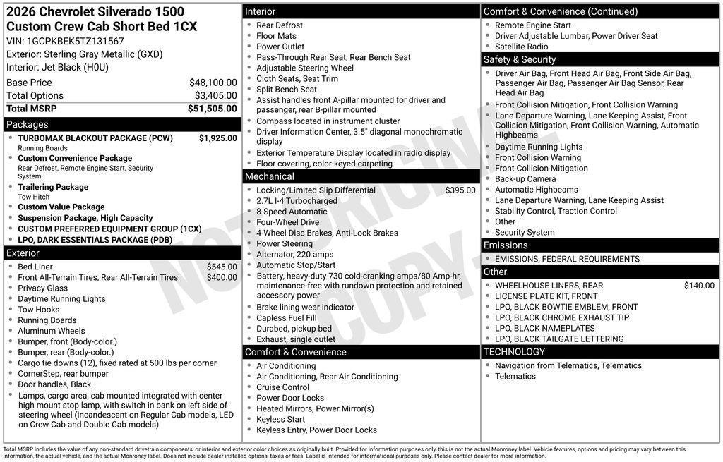 new 2026 Chevrolet Silverado 1500 car, priced at $52,250