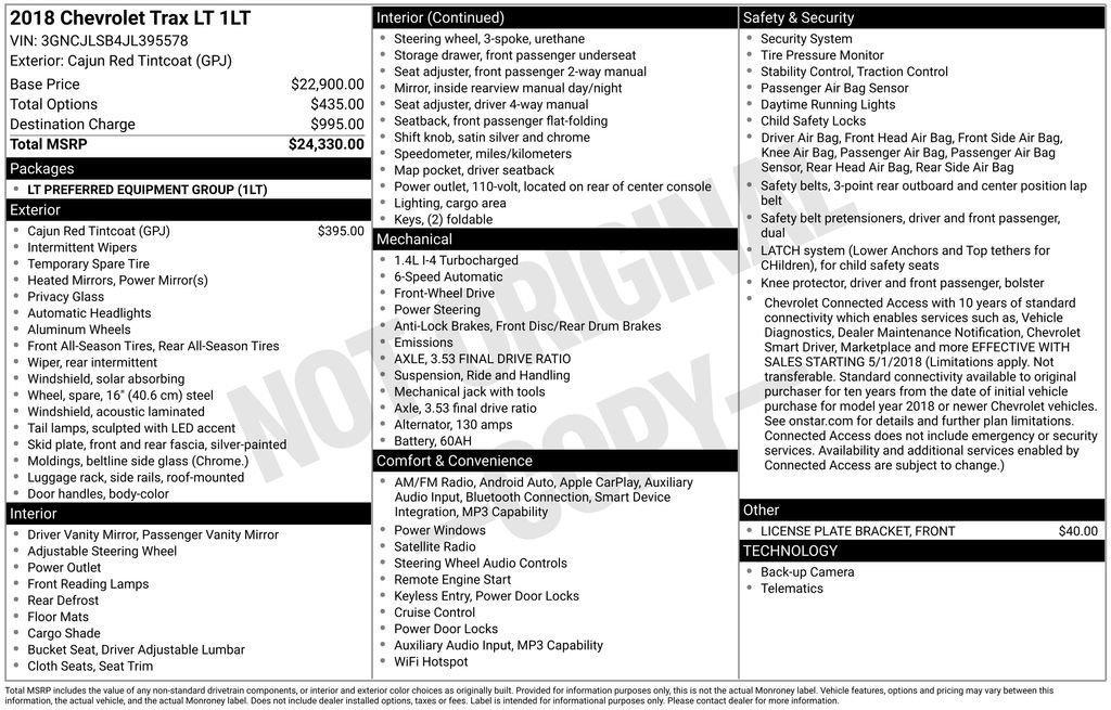 used 2018 Chevrolet Trax car, priced at $9,995