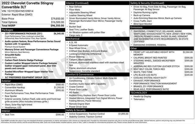 used 2022 Chevrolet Corvette car, priced at $76,587
