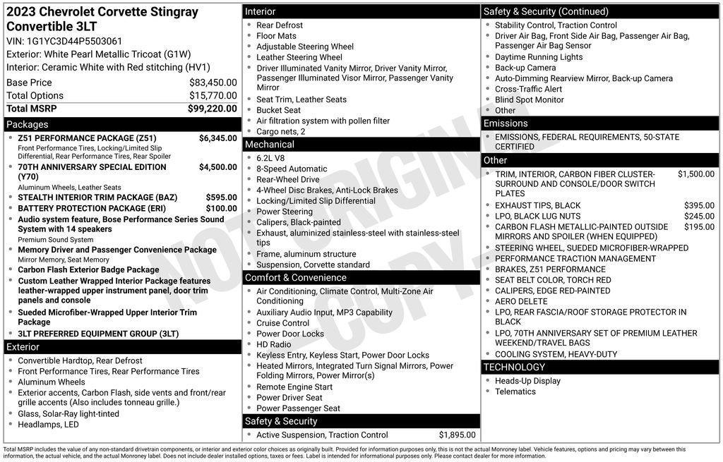 used 2023 Chevrolet Corvette car, priced at $84,500