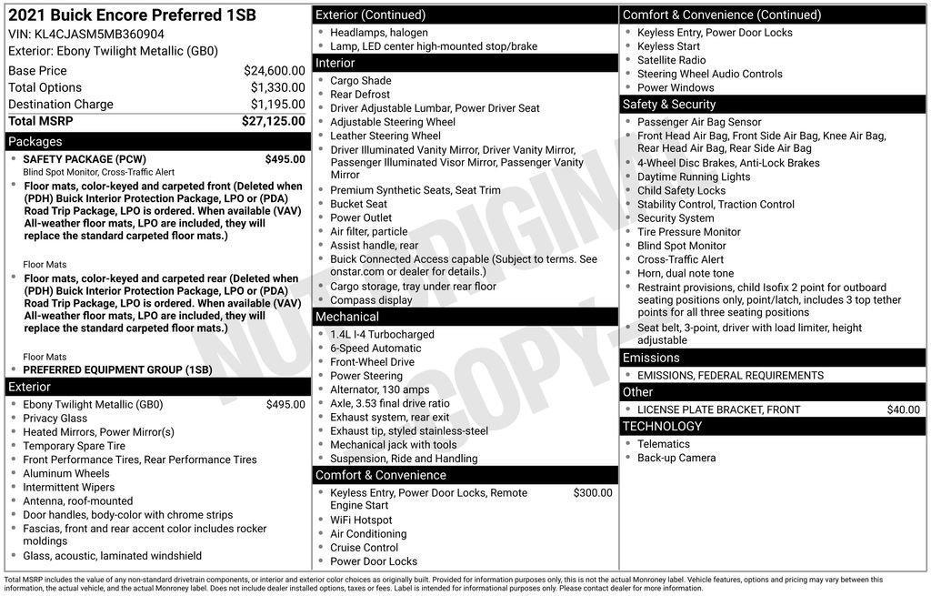 used 2021 Buick Encore car, priced at $17,700