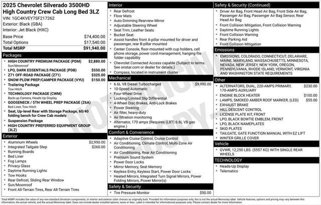 new 2025 Chevrolet Silverado 3500 car, priced at $86,911