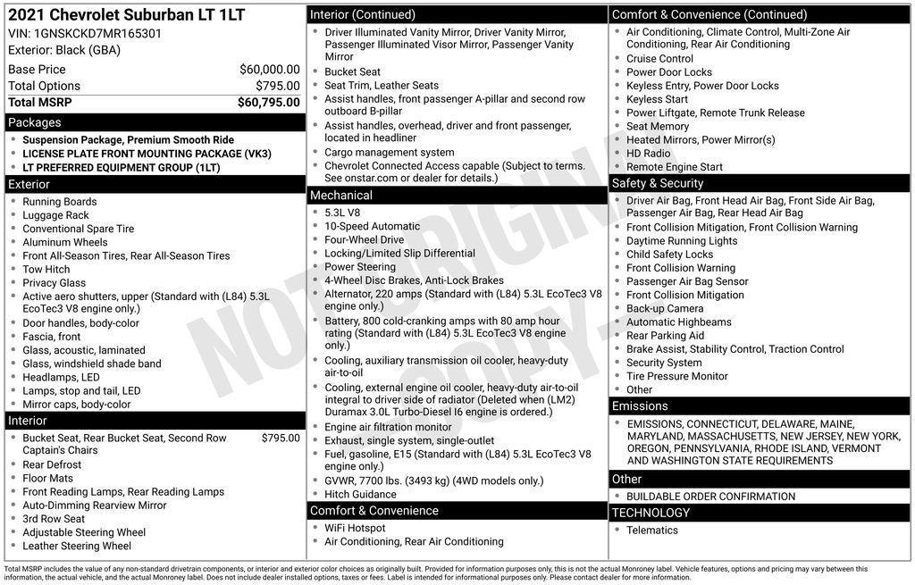 used 2021 Chevrolet Suburban car, priced at $44,500