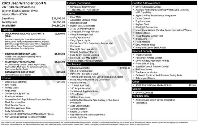 used 2023 Jeep Wrangler car, priced at $27,128