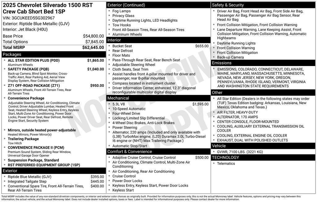 new 2025 Chevrolet Silverado 1500 car, priced at $54,690