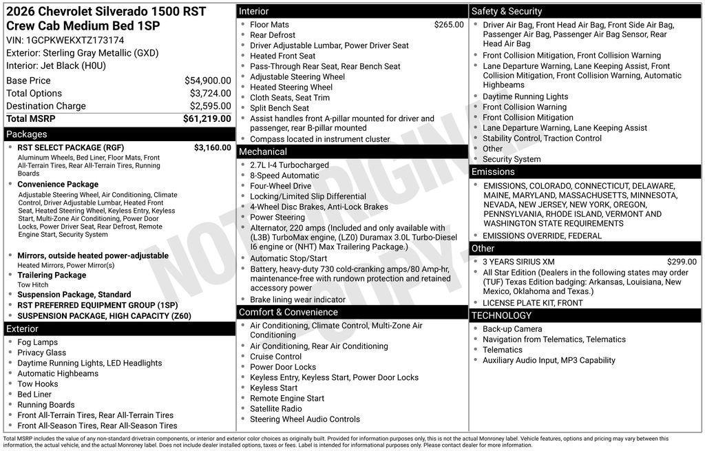 new 2026 Chevrolet Silverado 1500 car, priced at $45,104