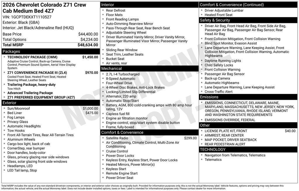 new 2026 Chevrolet Colorado car, priced at $50,689