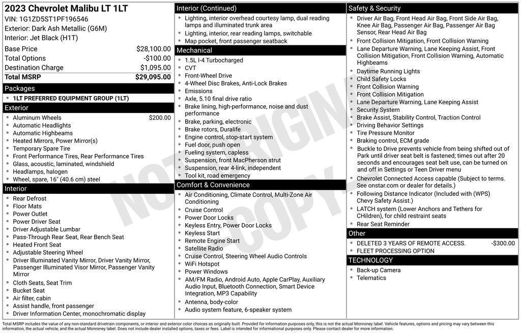 used 2023 Chevrolet Malibu car, priced at $18,959