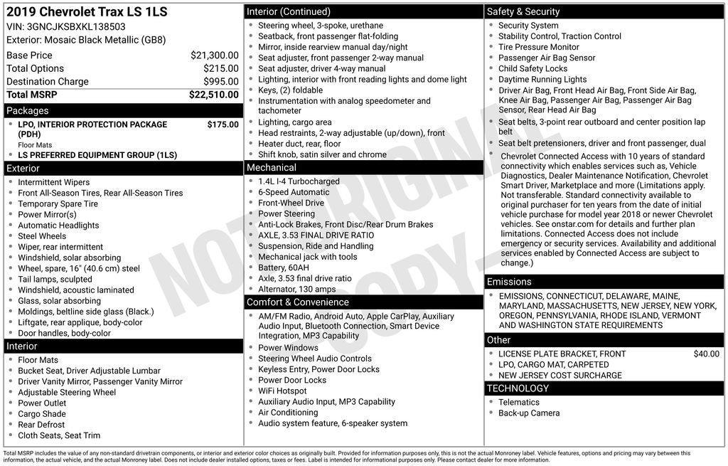 used 2019 Chevrolet Trax car, priced at $15,995