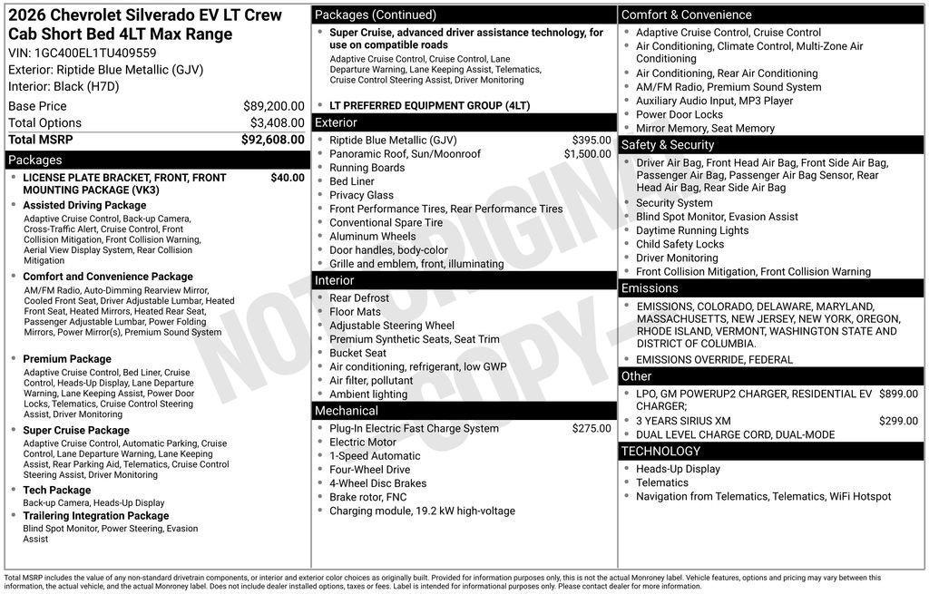 new 2026 Chevrolet Silverado EV car, priced at $94,663