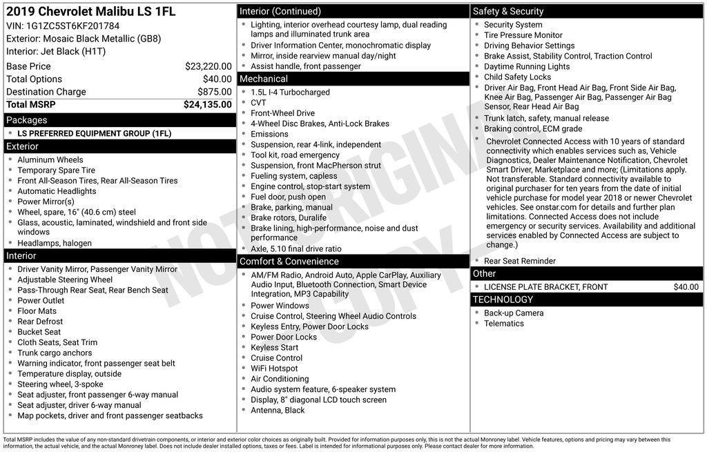 used 2019 Chevrolet Malibu car, priced at $17,900