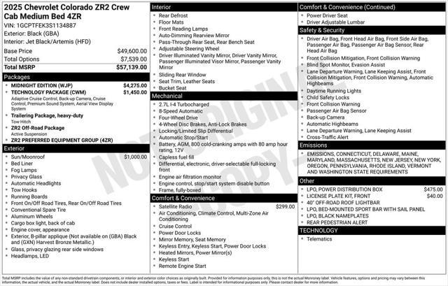 new 2025 Chevrolet Colorado car, priced at $57,194