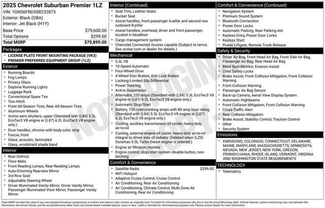 new 2025 Chevrolet Suburban car, priced at $81,894