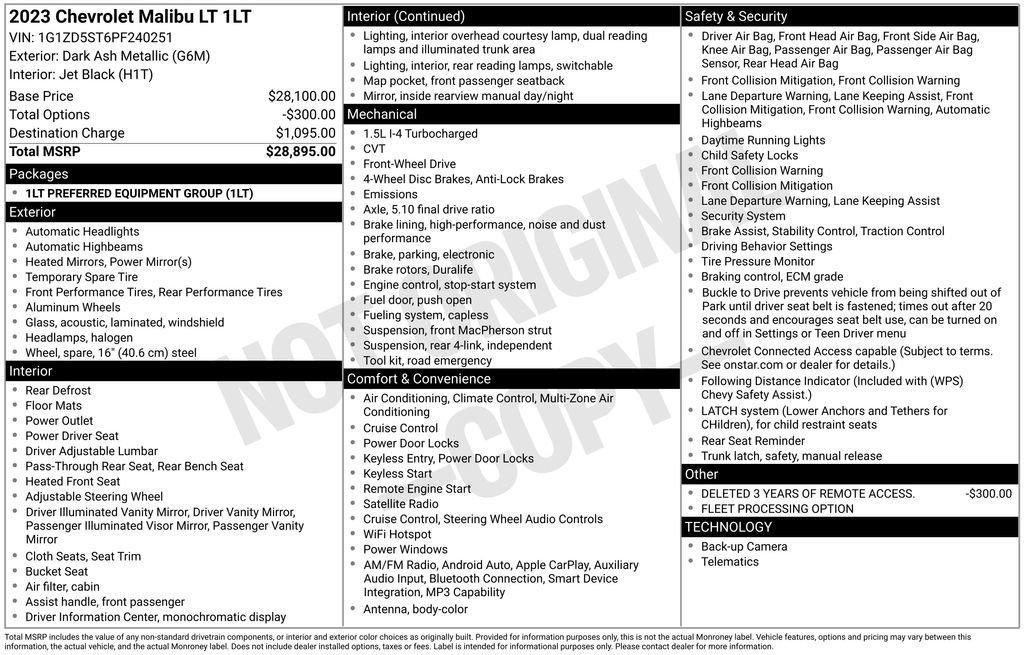 used 2023 Chevrolet Malibu car, priced at $19,910