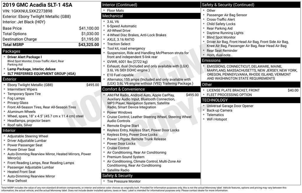 used 2019 GMC Acadia car, priced at $18,300