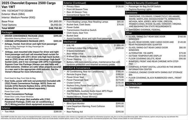new 2025 Chevrolet Express 2500 car, priced at $50,710