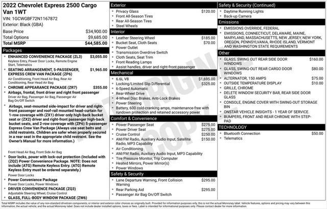 used 2022 Chevrolet Express 2500 car, priced at $56,471