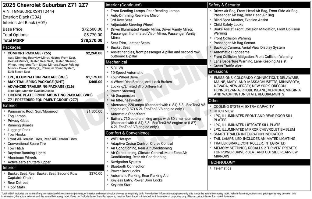used 2025 Chevrolet Suburban car, priced at $77,852