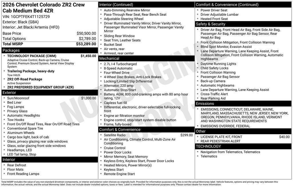 new 2026 Chevrolet Colorado car, priced at $55,419