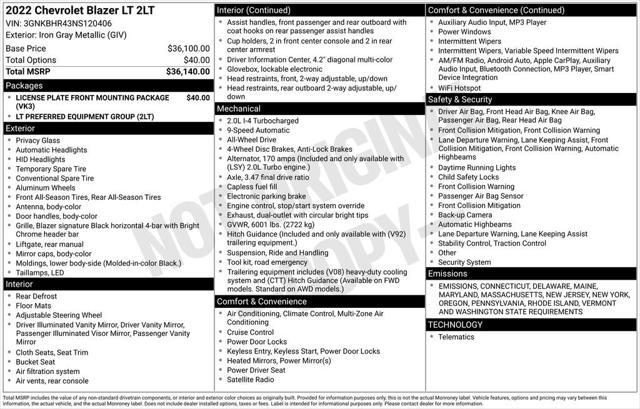 used 2022 Chevrolet Blazer car, priced at $25,319