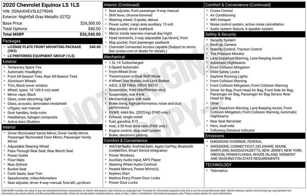 used 2020 Chevrolet Equinox car, priced at $16,600