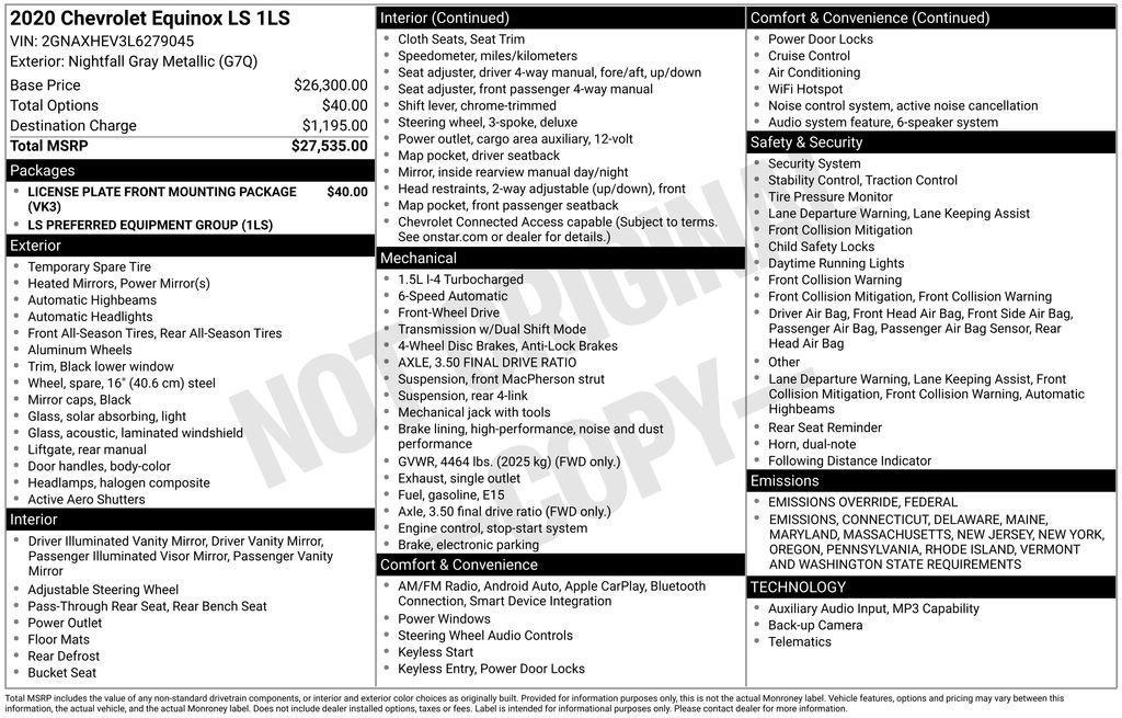 used 2020 Chevrolet Equinox car, priced at $15,900