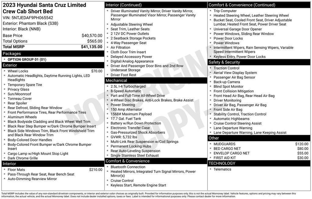 used 2023 Hyundai SANTA CRUZ car, priced at $30,986