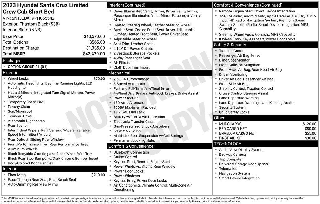 used 2023 Hyundai SANTA CRUZ car, priced at $26,608