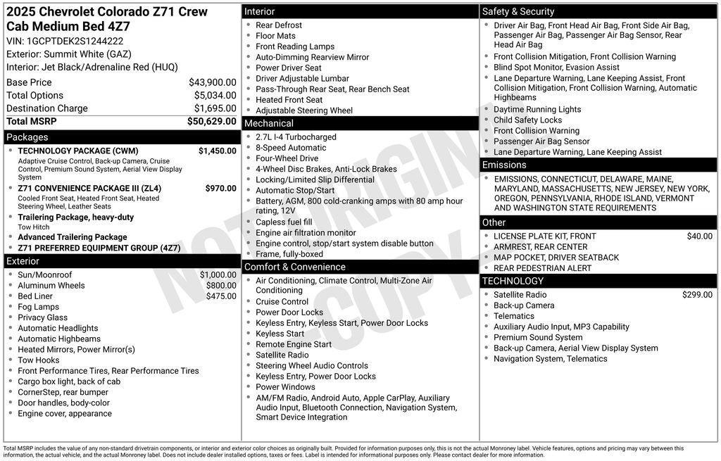 new 2025 Chevrolet Colorado car, priced at $47,089