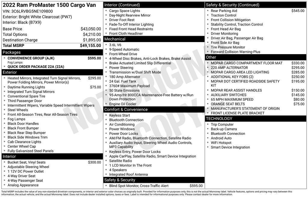 used 2022 Ram ProMaster 1500 car, priced at $28,959