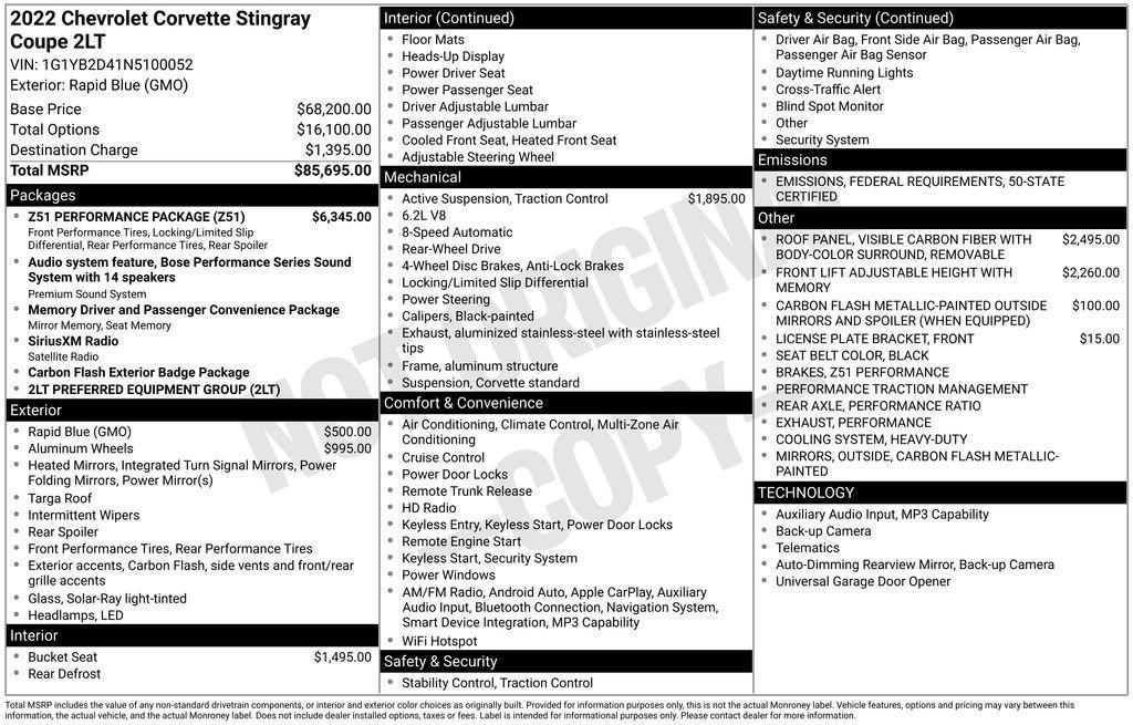 used 2022 Chevrolet Corvette car, priced at $66,369
