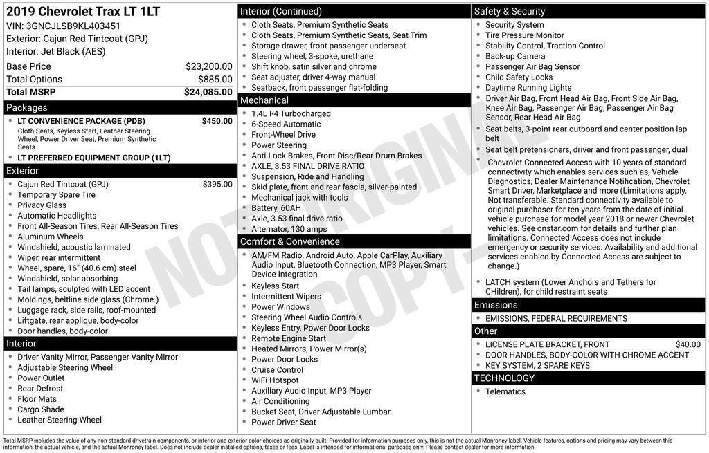 used 2019 Chevrolet Trax car, priced at $13,006