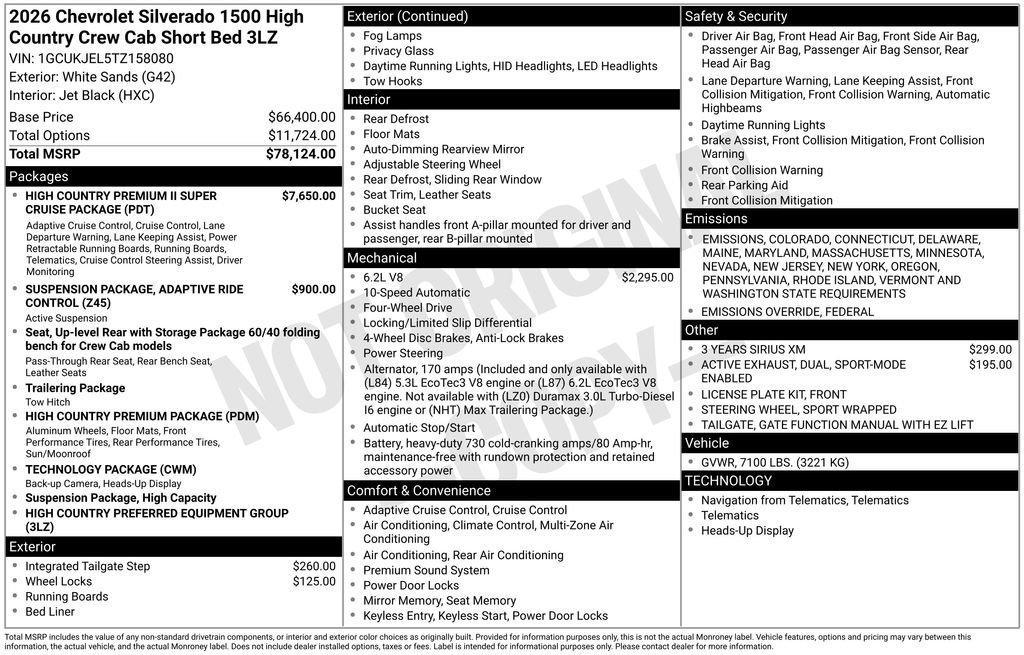 new 2026 Chevrolet Silverado 1500 car, priced at $79,719