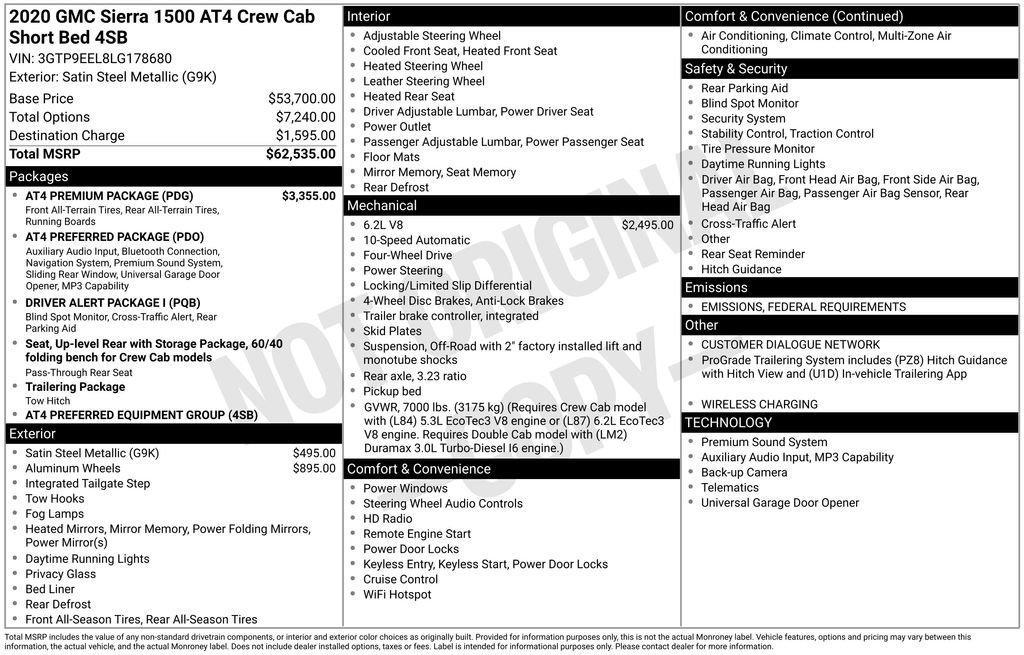 used 2020 GMC Sierra 1500 car, priced at $47,369