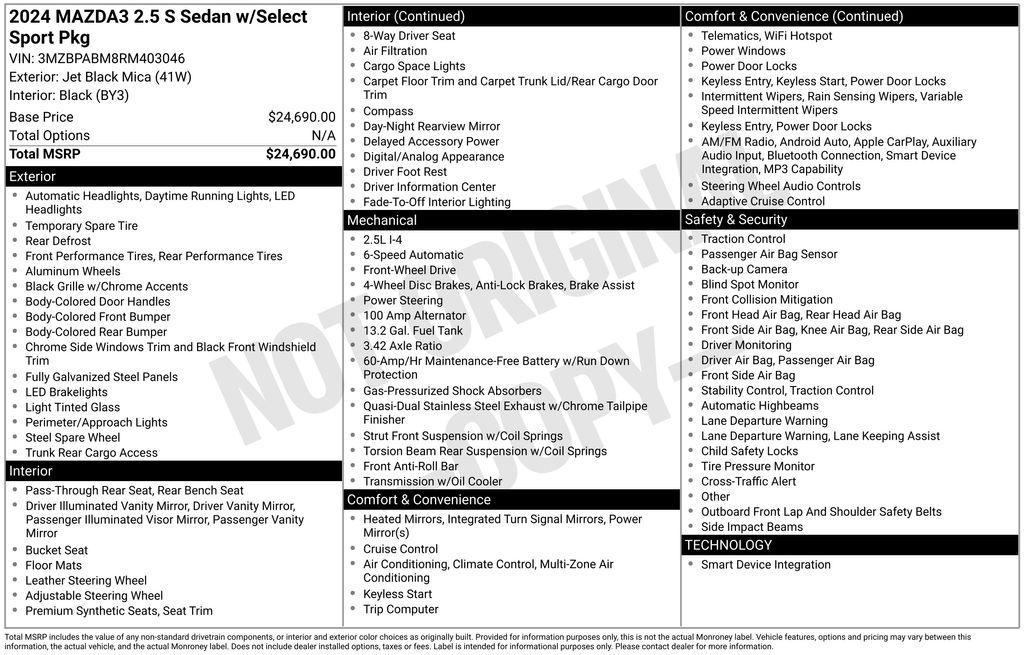 used 2024 Mazda Mazda3 car, priced at $22,295