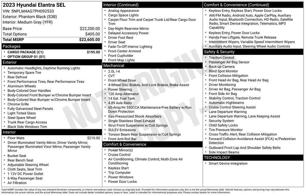 used 2023 Hyundai Elantra car, priced at $20,216