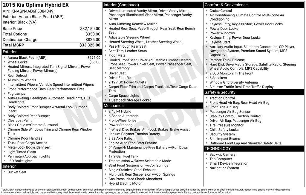 used 2015 Kia Optima Hybrid car, priced at $7,995