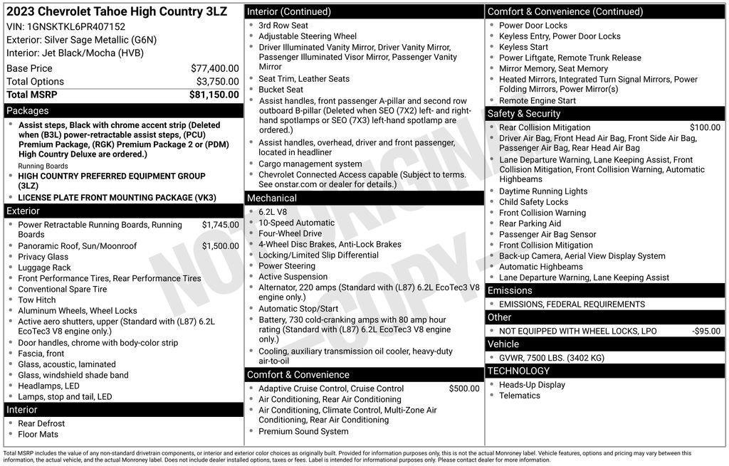 used 2023 Chevrolet Tahoe car, priced at $69,900