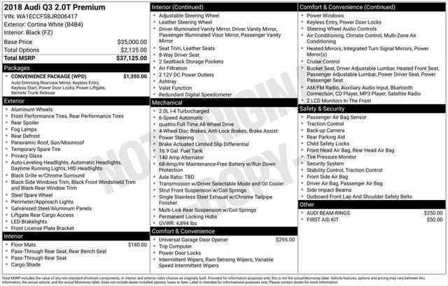 used 2018 Audi Q3 car, priced at $17,500