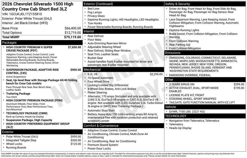 new 2026 Chevrolet Silverado 1500 car, priced at $80,714