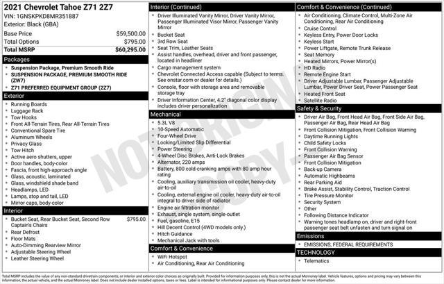 used 2021 Chevrolet Tahoe car, priced at $58,064