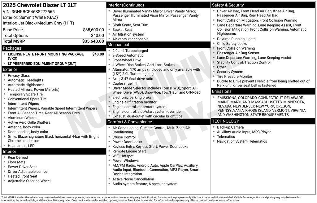 new 2025 Chevrolet Blazer car, priced at $37,095