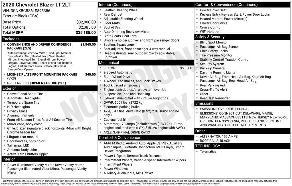 used 2020 Chevrolet Blazer car, priced at $20,400